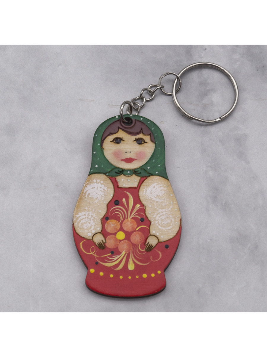 Брелок для ключей из дерева матрешка