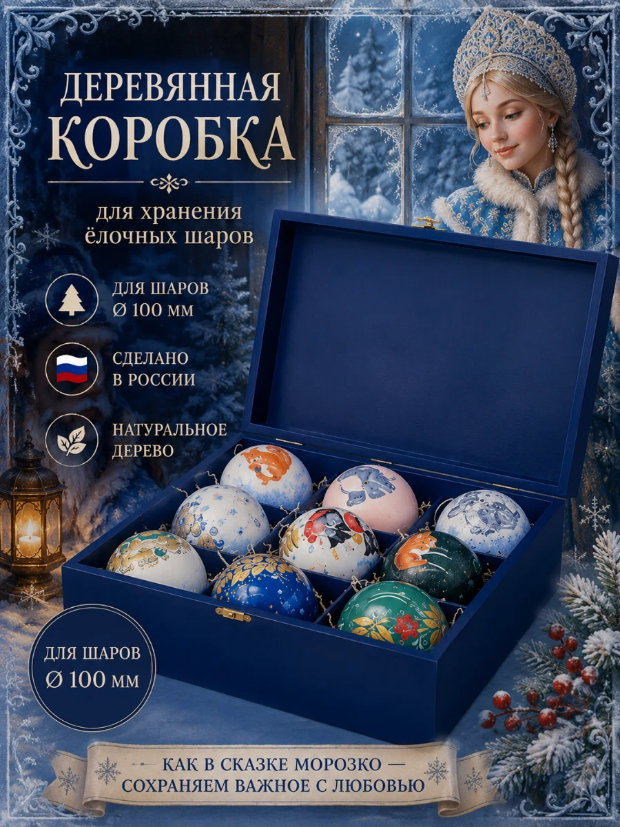 Шкатулка для 9 шаров синяя